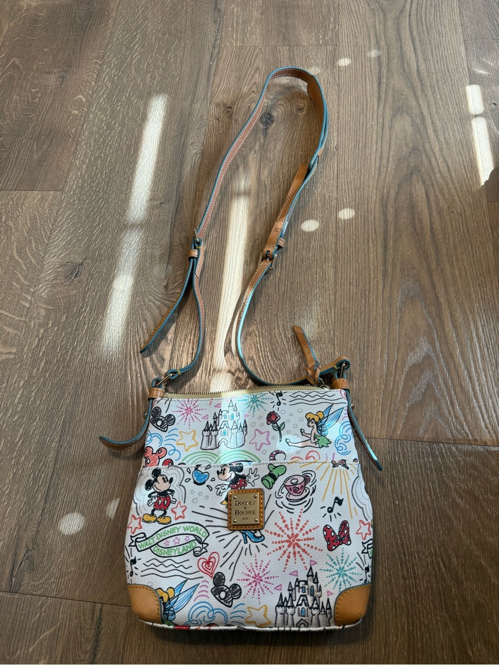 Dooney & Bourke White Multicolor Disney Sketch Crossbody Bag